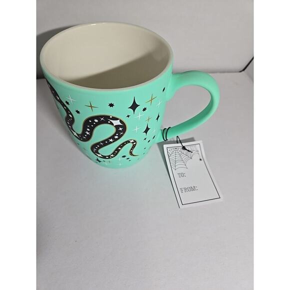 Cobwebs And Cauldron Mug Black Snakes Green Teal Soft Touch Reputation Halloween - Picture 4 of 8